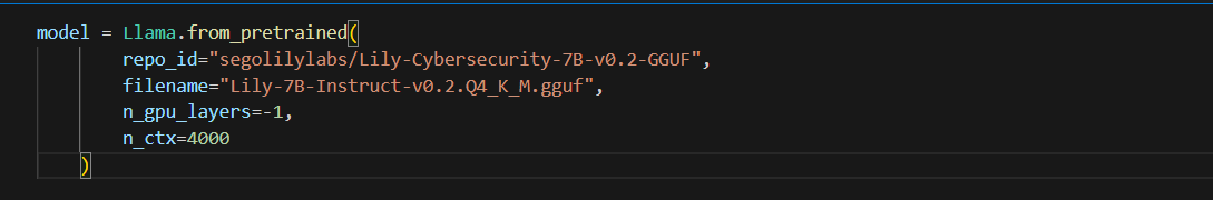 Local model loading code