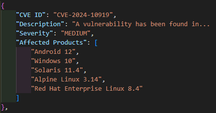Synthetic vulnerability data sample
